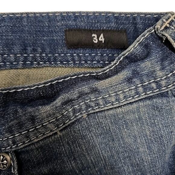 Affliction Mens Cooper Jeans Sz 34 Distressed Embroidered Flap Pocket Boot - Picture 7 of 15